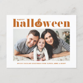 Oranje Retro Typografie Happy Halloween Aankondigingskaart