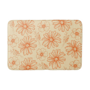 Oranje Retro Vintage Y2K Bloem Patroon Badmat