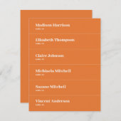 Oranje Retro Wedding Place Card DIY Kaart (Voorkant / Achterkant)