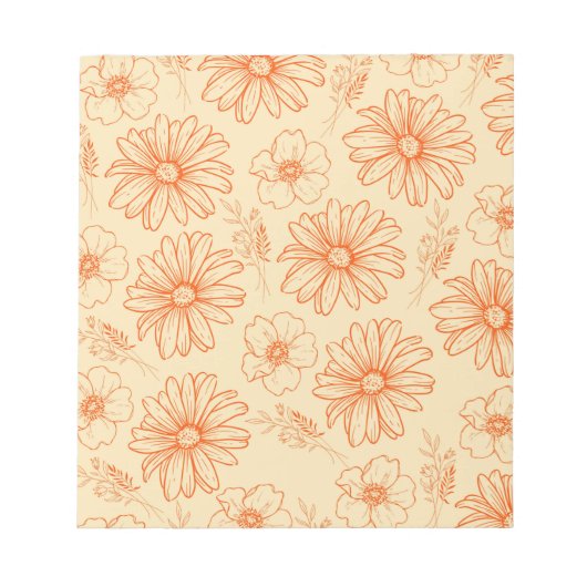 Oranje Retro  Y2K bloempatroon Notitieblok (Voorkant)