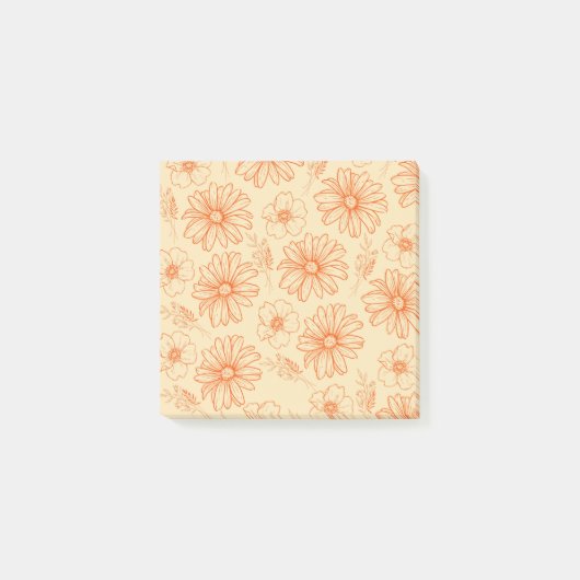 Oranje Retro  Y2K bloempatroon Post-it® Notes (Voorkant)