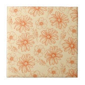 Oranje Retro  Y2K bloempatroon Tegeltje (Voorkant)