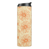 Oranje Retro Y2K bloempatroon Thermosbeker (Gedraaid links)