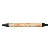 Oranje Retro Y2K bloempatroon Zwarte Inkt Pen (Voorkant)