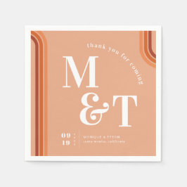 Oranje Retro Zeventiger Strepen | Trouw Monogram Servet