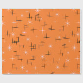 Oranje-retroatoomtijdperk Cadeaupapier (Vlak)