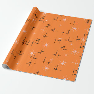 Oranje-retroatoomtijdperk Cadeaupapier
