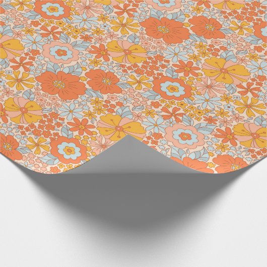 Oranje retrorventilator cadeaupapier (Hoek)