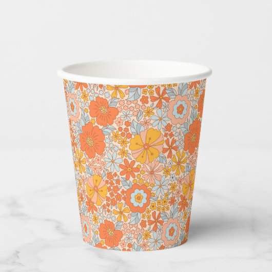 Oranje retrorventilator papieren bekers (Voorkant)