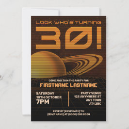 Oranje retrowave 30e verjaardagsfeestuitnodiging kaart