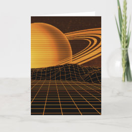 Oranje Retrowave Groeten Kaart