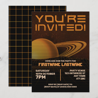 Oranje retrowave party uitnodiging