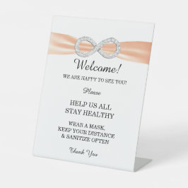 Oranje ribbon Diamond Infinity Wedding Safety Reclamebord Met Voetstuk