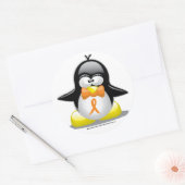 Oranje Ribbon Penguin Ronde Sticker (Envelop)