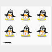 Oranje Ribbon Penguin Ronde Sticker (Vel)