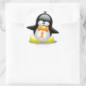 Oranje Ribbon Penguin Ronde Sticker (Tas)