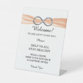 Oranje ribbon Silver Infinity Wedding Safety Reclamebord Met Voetstuk (Voorkant)