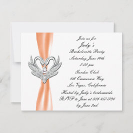 Oranje ribbon Silver Swans Bachelorette Party Kaart