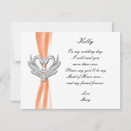 Oranje ribbon Silver Swans gemaakt van edelachtbar Kaart