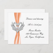 Oranje ribbon Silver Swans Reception Kaart (Voorkant / Achterkant)