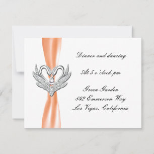 Oranje ribbon Silver Swans Reception Kaart