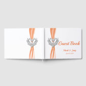 Oranje ribbon Silver Swans Wedding Guestbook Gastenboek (Volledig)