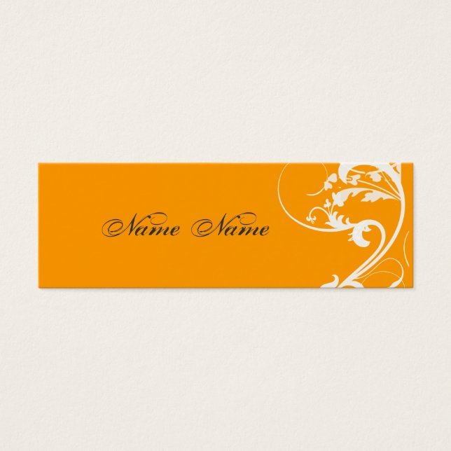 Oranje rich Baroque Vibrant Bold Floral Swirls Mini Visitekaartjes (Voorkant)