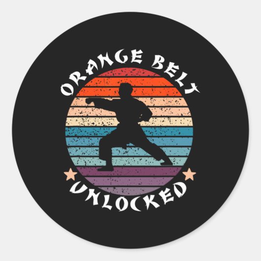 Oranje riem niveau ontgrendeld prestatie karate ho ronde sticker (Voorkant)
