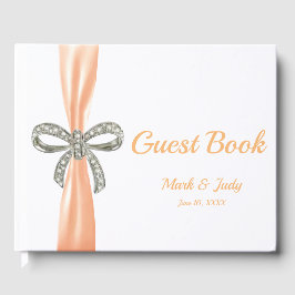 Oranje Rigbon Diamond Bow Wedding Guestbook Gastenboek