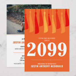 Oranje rij Tassels Foto Afstuderen Uitnodiging