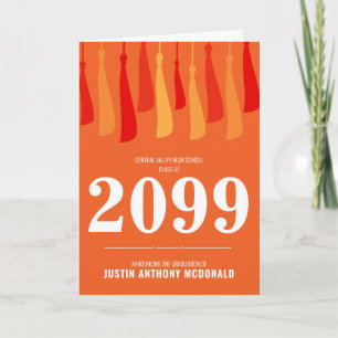 Oranje rij Tassels Foto Afstuderen Uitnodiging