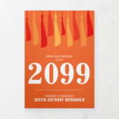 Oranje rij van Tassels 3-Foto-Afstuderen Drieluik Uitnodiging (Cover)