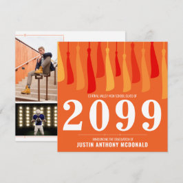 Oranje rij van twee-foto's Afstuderen van Tassels Kaart