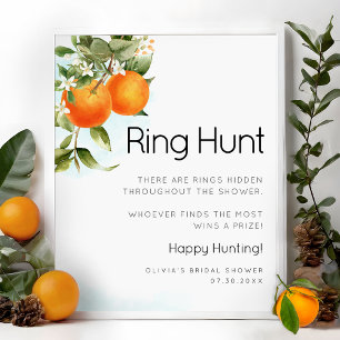 Oranje Ring Hunt Vrijgezellenfeest Game Kaart Poster
