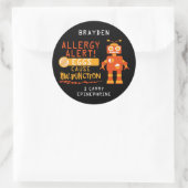 Oranje Robot Egg Allergy Alert Persoonlijk Ronde Sticker (Tas)