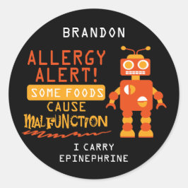 Oranje Robot Food Allergie Alert Stickers