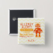 Oranje Robot Food Allergy Alert Button (Voorkant /achterkant)