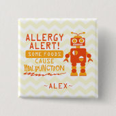 Oranje Robot Food Allergy Alert Button (Voorkant)
