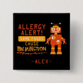 Oranje Robot Food Allergy Alert Button (Voorkant)