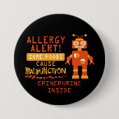 Oranje Robot Food Allergy Alert Button (Voorkant)