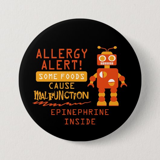 Oranje Robot Food Allergy Alert Button (Voorkant)