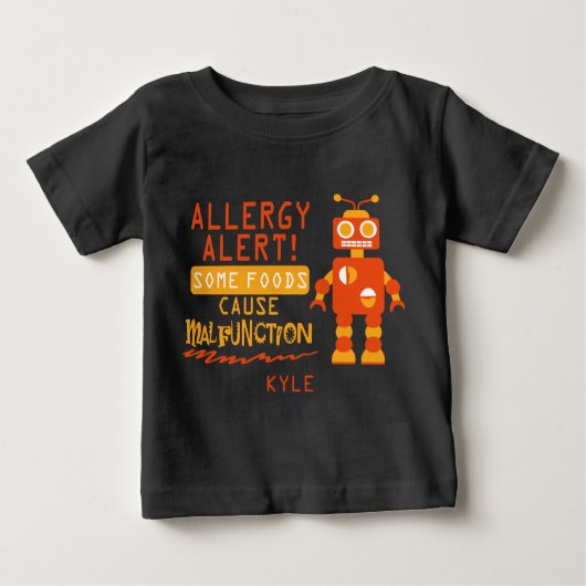 Oranje Robot Food Allergy Alert Shirt (Voorkant)