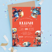 Oranje Robots Tech Gear Builder Verjaardagsfeest Kaart