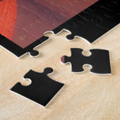 Oranje robots voor bruin meisje en katten legpuzzel (Zijkant)