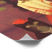 Oranje robots voor bruin meisje en katten poster (Hoek)