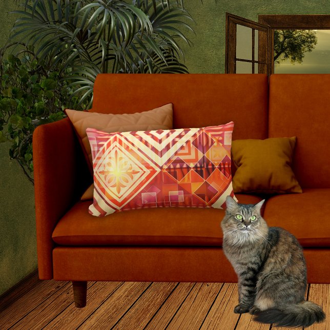 Oranje rode Abstracte geometrische patroonpiloot Kussen (Creator heeft geüpload)