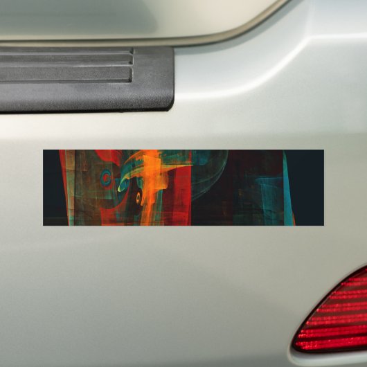 Oranje Rode Blauwe Abstracte Kunst Bumpersticker (Op auto)