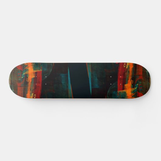 Oranje Rode Blauwe Abstracte Kunst Persoonlijk Skateboard (Horizontaal)