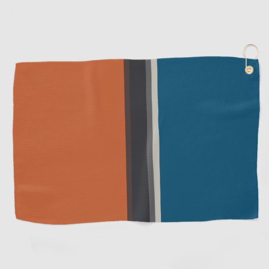 Oranje rode blauwe strepen met stijlvolle zilvergr golfhanddoek (Horizontaal)
