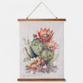 Oranje/Rode Bloeiende Cactus  Hangend Wandkleed (Voorkant)